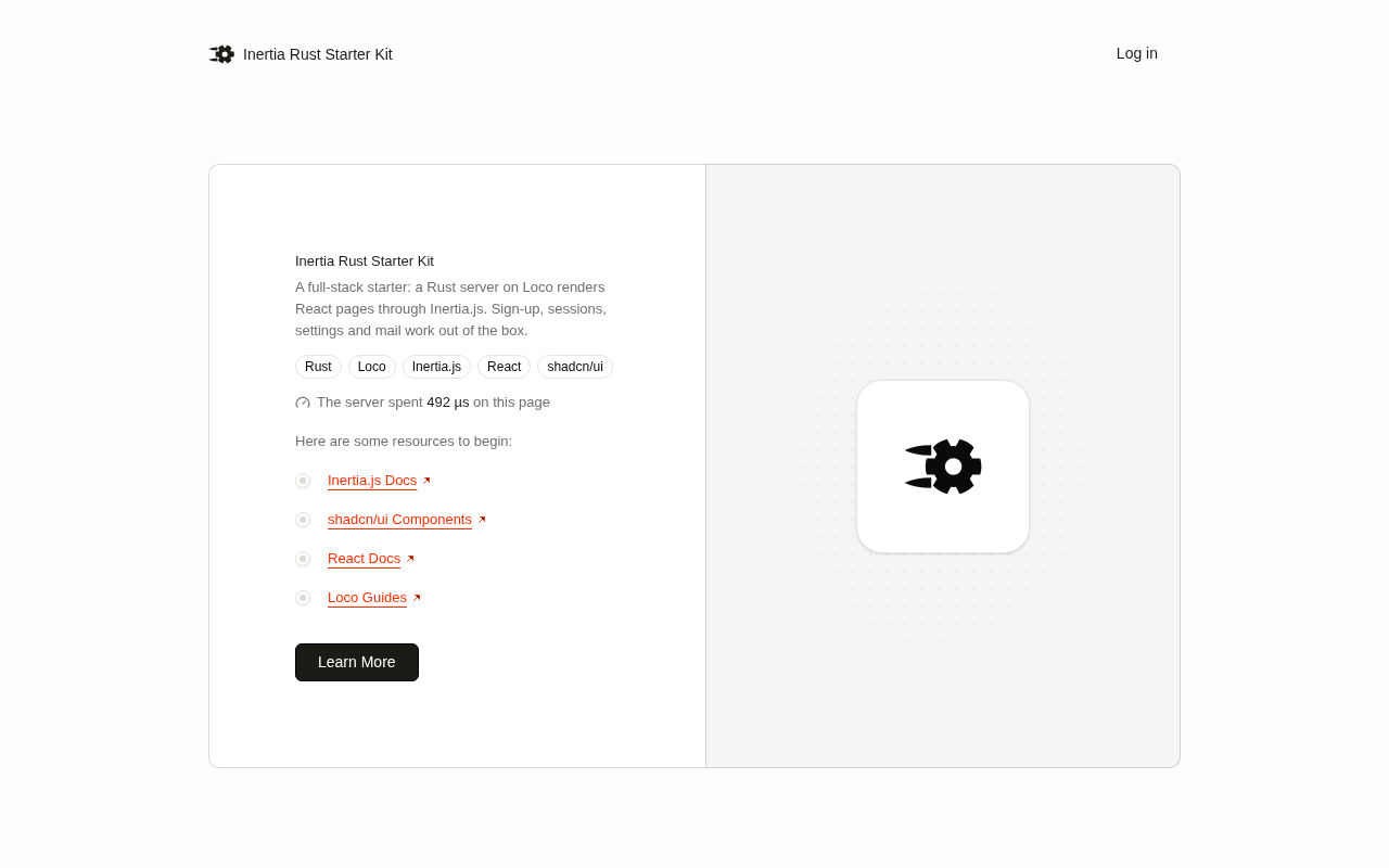The kit's home page, light theme